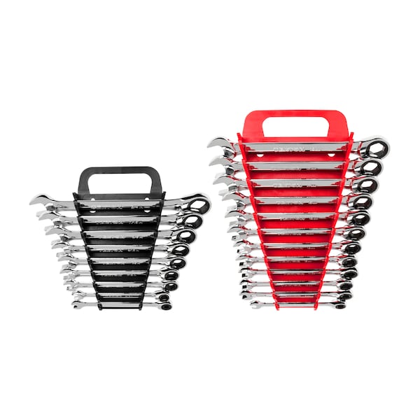 Tekton Ratcheting Combination Wrench Set, 21-Piece (1/4-3/4", 8-19mm) - Holder - WRN53321