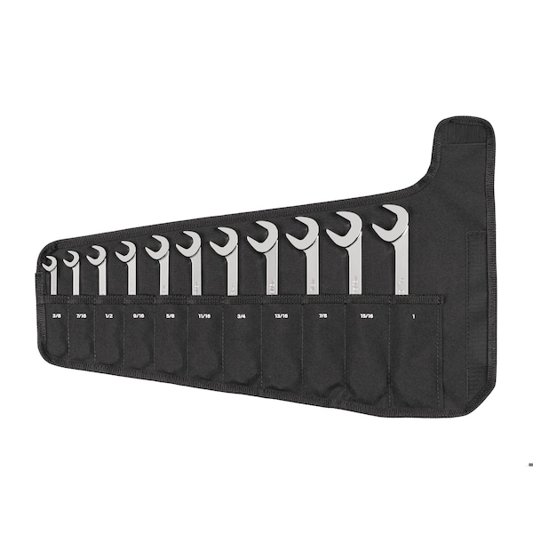 Tekton Angle Head Open End Wrench Set with Pouch, 11-Piece (3/8 - 1 in.) - WAE92102