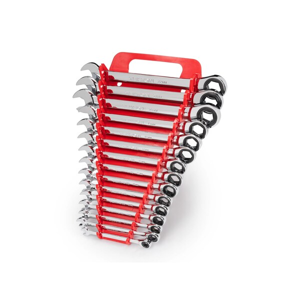 Tekton Ratcheting Combination Wrench Set, 15-Piece (8-22mm) - Holder - WRN53171
