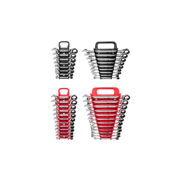 Tekton Stubby and Standard Length Ratcheting Wrench Set, 41-Piece (1/4-3/4", 8-19mm) - Holder - WRN53621