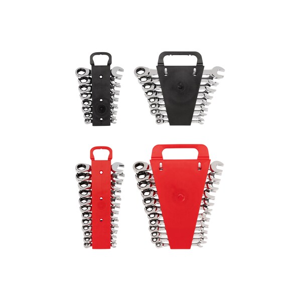Tekton Stubby and Standard Length Ratcheting Wrench Set, 41-Piece (1/4-3/4", 8-19mm) - Holder - WRN53621