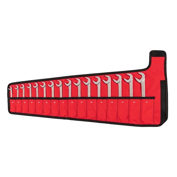 Tekton Angle Head Open End Wrench Set with Pouch, 16-Piece (10 - 27 mm) - WAE92202