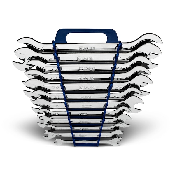 Capri Tools Super-Thin Open End Wrench Set, Metric, 6 to 28 mm, 12-Piece - CP11850-12MRK