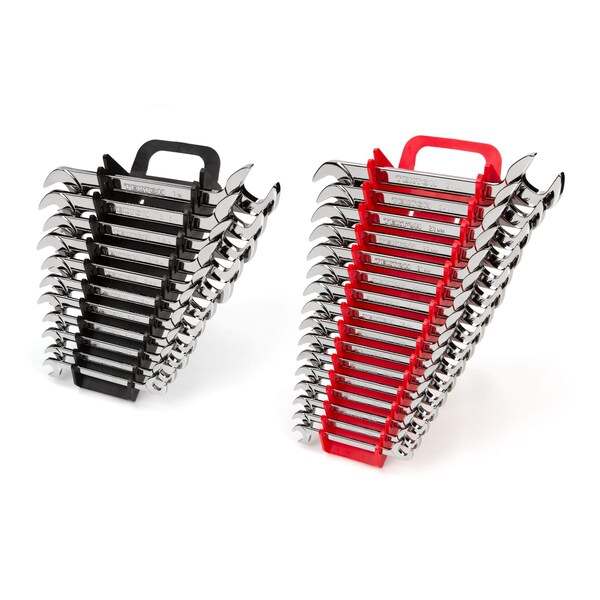 Tekton Angle Head Open End Wrench Set with Holder, 27-Piece (3/8 - 1 in., 10 - 27 mm) - WAE91302