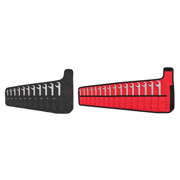 Tekton Angle Head Open End Wrench Set with Pouch, 27-Piece (3/8 - 1 in., 10 - 27 mm) - WAE92302