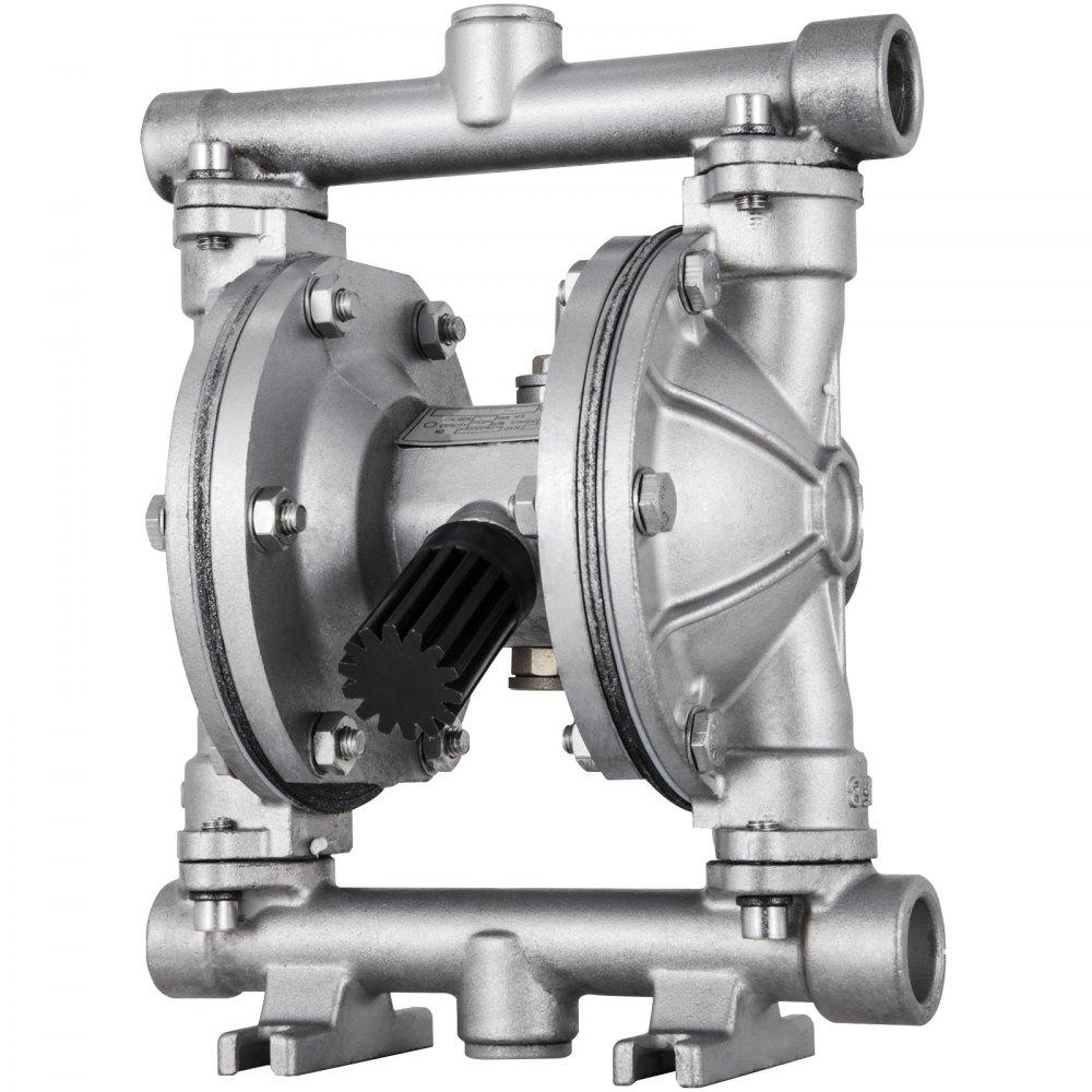 VEVOR Air-Operated Double Diaphragm Pump, 1/2 in Inlet & Outlet, Stainless Steel Body, 8.8 GPM & Max 120PSI, PTFE Diaphragm Pneumatic Transfer Pump for Petroleum, Diesel, Oil & Low Viscosity Fluids - YBGMBQBK-15P00001V0