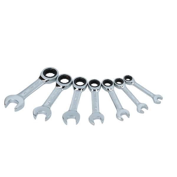 Surtek Short combination wrench set with ratchet, inches - 100576