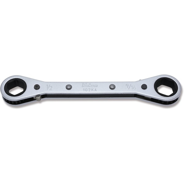 Ko-Ken Ratcheting Ring Wrench 1/2x9/16 6 Point 146mm, Reversible - 102KA-1/2X9/16