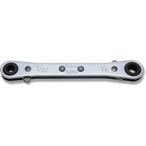 Ko-Ken Ratcheting Ring Wrench 7/32x1/4 6 Point 108mm, Reversible - 102KA-7/32X1/4