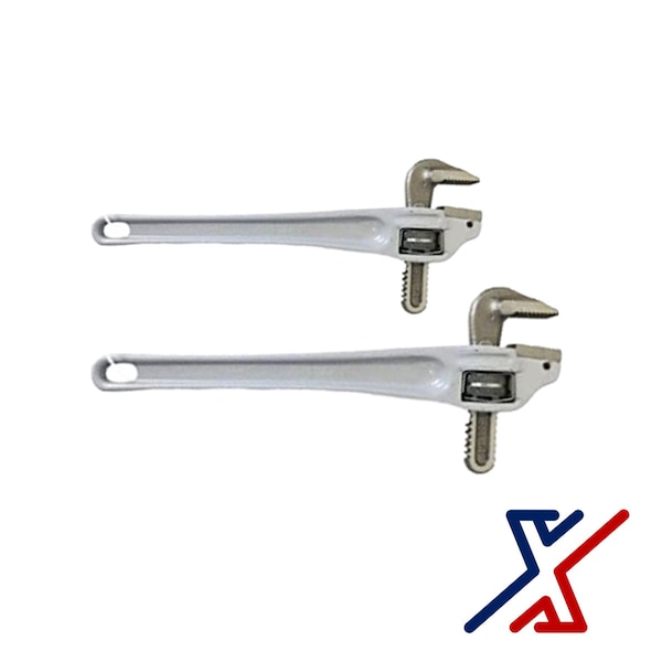 X1 Tools 14 & 18 Aluminum Pipe Wrench with a 90 Degree Head Offset Set of 2 1 Set by X1 Tools - X1E-HAN-WRE-PIP-9060x1
