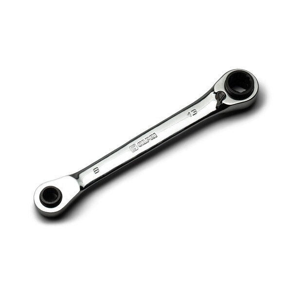 Capri Tools 4-in-1 120-Tooth Box End Reversible Ratcheting Wrench, 8, 10, 12, 13 mm, Metric - CP11880