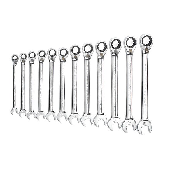 Gearwrench 12 Piece 72-Tooth 12 Point Reversible Ratcheting Combination Metric Wrench Set - 9620N