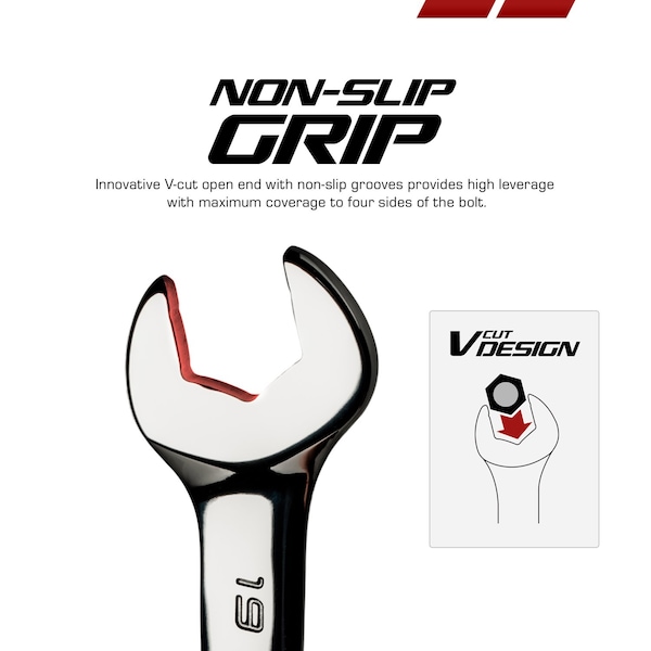 Non Stop Auto Tools 18mm Ultrafine 120Tooth Reversible Ratcheting Combination Wrench - NS71018