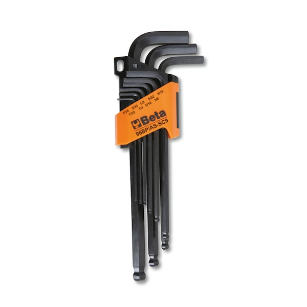 Beta 96BP Set of 9 Ball End Hex Key Allen Wrenches with Holder, SAE 1/16 in-3/8 in - 000961000