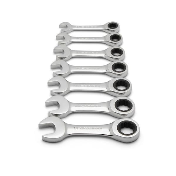 Gearwrench 7 Pc 12 Point Stubby Ratcheting Combination SAE Wrench Set - KDT9507D