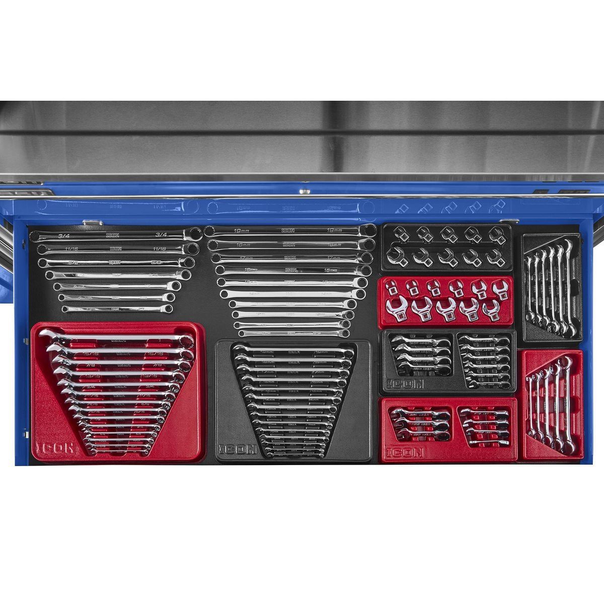 Icon 73 pulgadas x 25 pulgadas. Gabinete de rodillos profesional, azul - 56295.