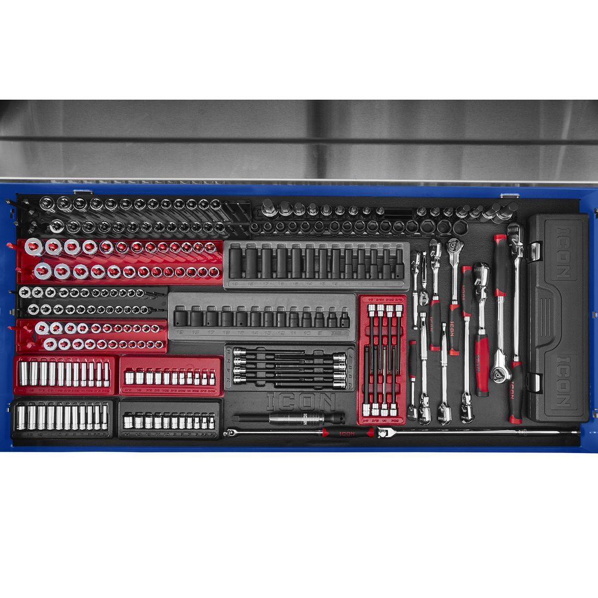 Icon 73 pulgadas x 25 pulgadas. Gabinete de rodillos profesional, azul - 56295.