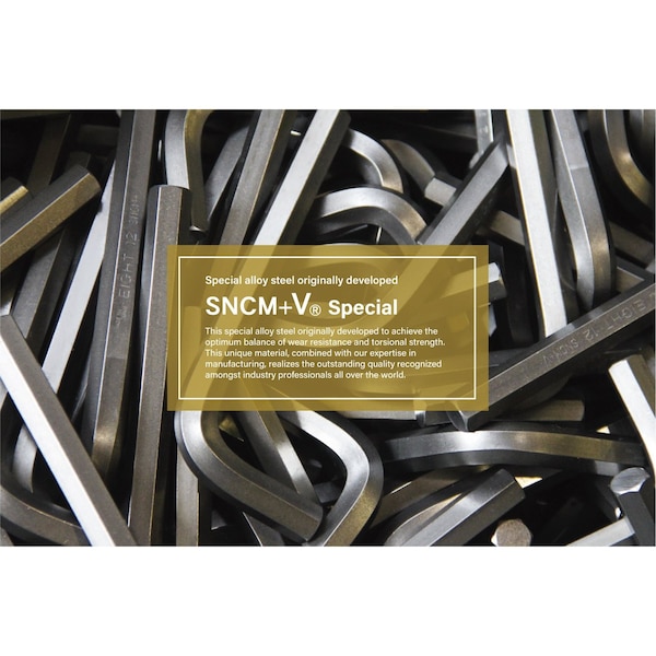 Eight Tool SHORT ARM TAPER HEAD HEX KEY L-HANDLE EXTRA LONG, 6 X 180MM SLVR - TT-6