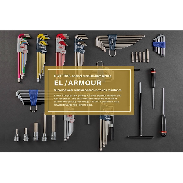 Eight Tool HEX KEY STEEL T-HANDLE LONG, 6 X 262MM BLK - ST-6