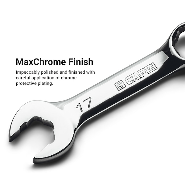 Capri Tools 12 mm WaveDrive Pro Stubby Combination Wrench for Regular and Rounded Bolts - CP11750-M12SB