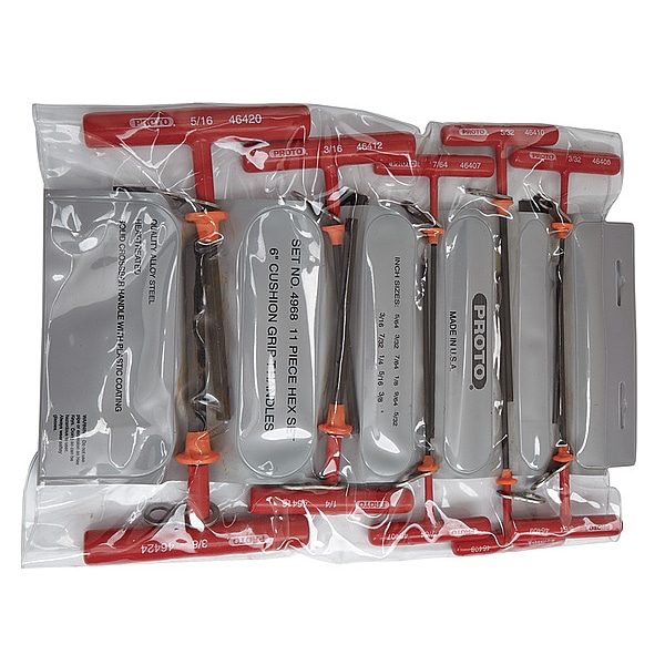 Proto 11 Piece SAE T-Shape Hex Key Set, J4968-TT - J4968-TT