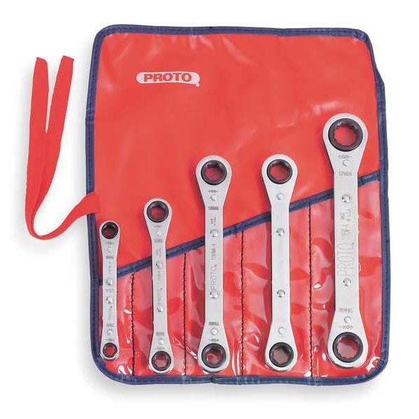 Proto 5 Piece Metric Reversible Ratcheting Box Wrench Set - 12 Point - J1190MLO