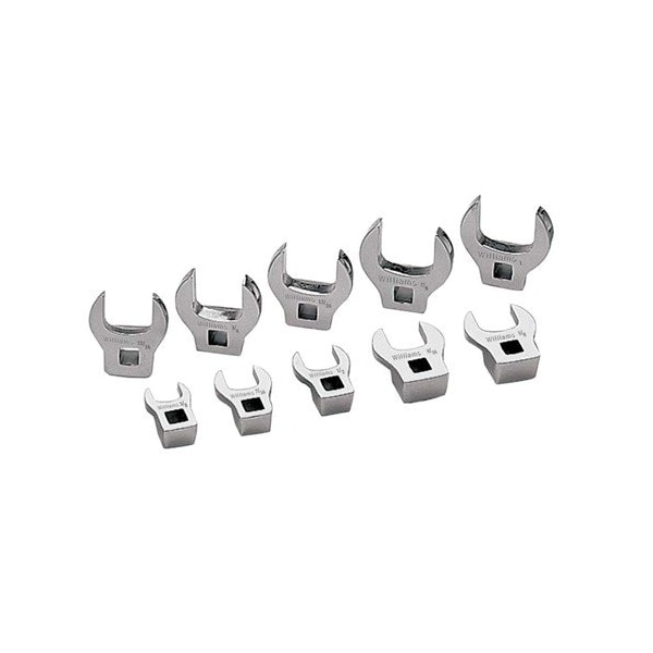 Williams Crowfoot Wrench Set, 3/8in. Drive, Open End, SAE, 10 Pieces - WSBCO-10