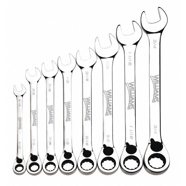 Williams Bahco Ratchet Combination Wrench Set 8-Piece - JHWWS-1168RC