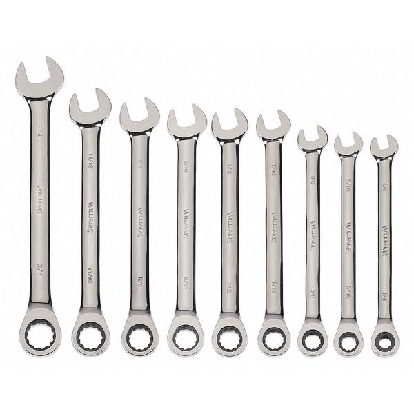 Williams Williams Combo Ratchet Wrench Set, 1/4-3/4", 9 pcs. - WS-1120NRC