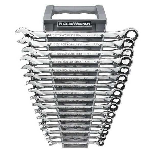 Gearwrench 16 Piece 72-Tooth 12 Point XL Ratcheting Combination Metric Wrench Set - 85099
