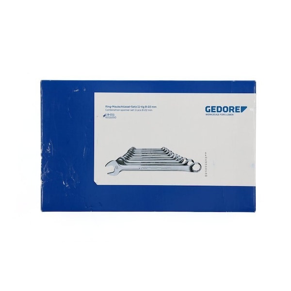 Gedore Combination Wrench Set, 11 pcs., 8-22mm, Finish: Chrome plated - 1 B-011