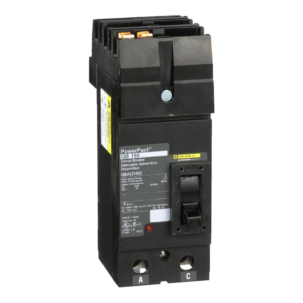 Square D Molded Case Circuit Breaker, QBA Series, 150A, 2 Pole, 240V AC, 10kA at 240V AC - QBA221502