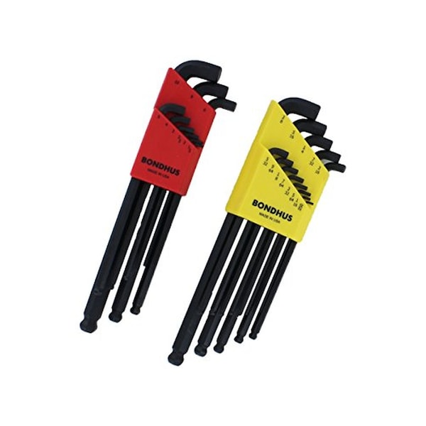 Bondhus 20599 0.050-3/8-Inch And 1.5-10Mm Stubby Ball End Hex Key Double Pack - 20599