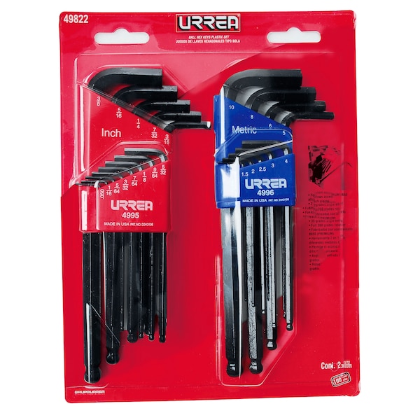 Urrea Heavy-duty SAE/metric ball-end L-type hex key set 22Pc - 49822HD