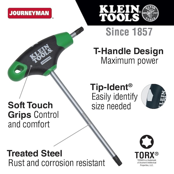Klein Tools Torx(R) T-Handle Torx(R) Key, T20 Tip Size - JTH6T20