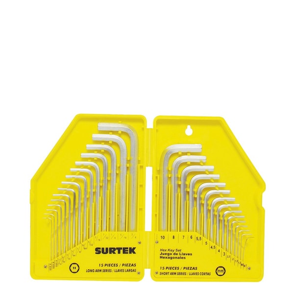 Surtek Combined Hex Key Allen Wrench set, 30 L-shaped pieces in casing - ALLF30