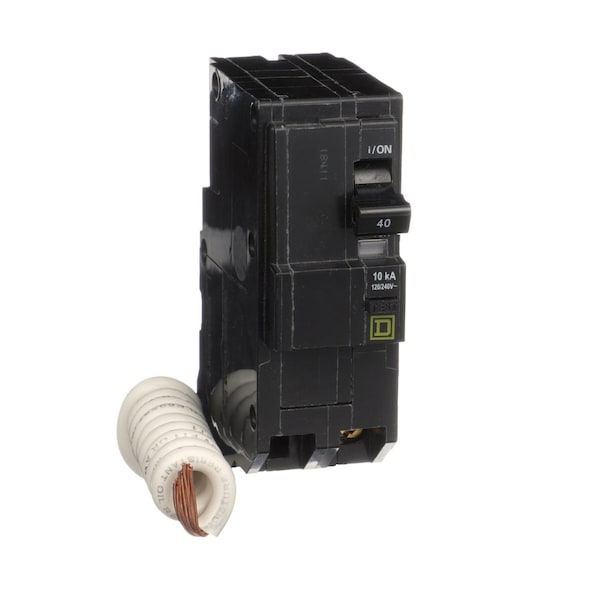 Square D Mini circuit breaker, QO, 40A, 2 pole, 120/240VAC, 10kA, plug in, 30mA grd fault B - QO240EPD