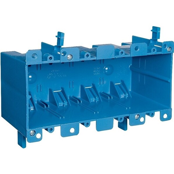 Carlon Outlet Box, 4 -Gang, PVC, Blue, Clamp Mounting - B468R