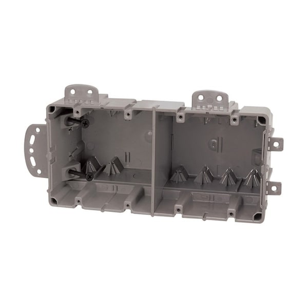 Southwire Romex Multi-Mount Outlet Box, 4-Gang, 2-Knockout, 1/2 in, Polycarbonate, Gray, Wall - MSBMMT4G