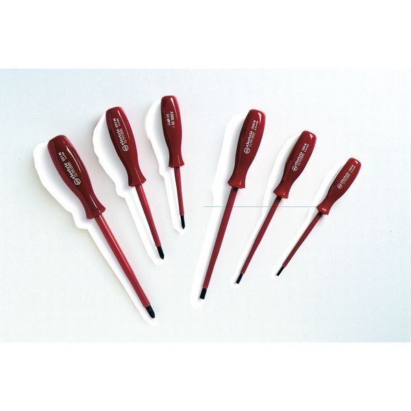 Wiha Insulated Screwdriver Set, Slotted/Phillips Tip, Alloy Steel with Cushion Grip, 6-Piece - 32092