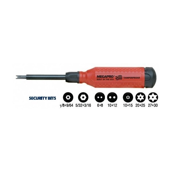 Megapro Multi-Bit Screwdriver, Drive Size 1/4 in, Hex Pin, Spanner, Star Pin Bit Style, Black Oxide, 8-Piece - 151TP-B