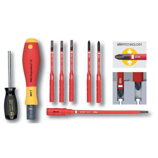 Wiha Slotted, Phillips Bit 6 in, Drive Size: 1/4 in , Num. of pieces:8 - 28791