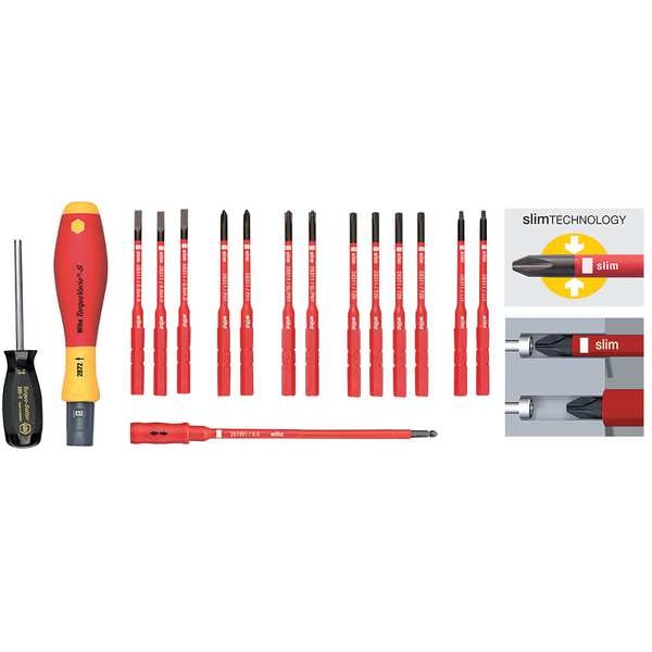 Wiha Slotted, Phillips, TORX, Square, Terminal Xeno Bit 6 1/4 in, Drive Size: 1/4 in , Num. of pieces:16 - 28792