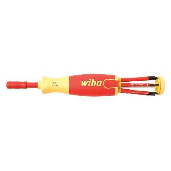 Wiha Multi-Bit Screwdriver, Phillips, Slotted Bit Style, Drive Size 6mm, 9 3/4 in L, 7-Piece - 28393