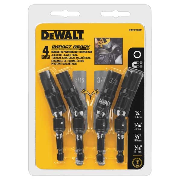 Dewalt 4 Pc. Pivoting Netsetters (1/4", 5/16", 3/8", 7/16") - IMPACT READY(R) - DWPVTDRV