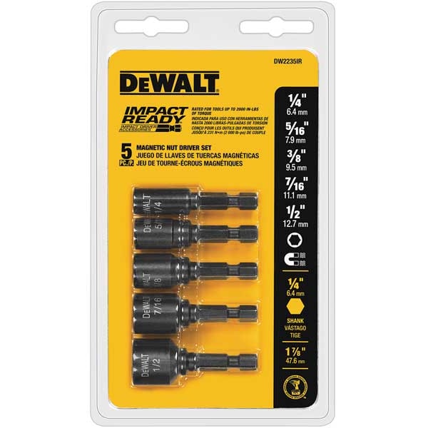 Dewalt 5 Pc. Magnetic Nut Driver Set (1/4", 5/16", 3/8", 7/16", 1/2") - IMPACT READY(R) - DW2235IR