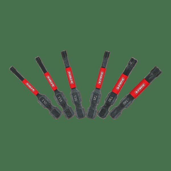Diablo Driver Bit Range Of Torx Bits Deliv, PK6 - DTV2-S6