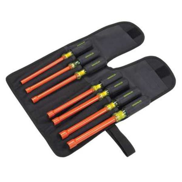Greenlee Nut Driver Set, 7 Pieces, SAE, Hollow, Ins - 0253-03NH-INS