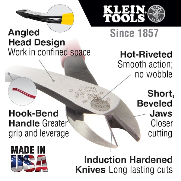 Klein Tools 9 1/4 in High Leverage Diagonal Cutting Plier Standard Cut Oval Nose Uninsulated - D248-9ST