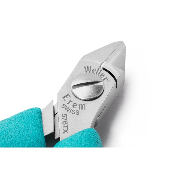 Erem Diagonal Cutting Pliers, 4-1/4", Flush, Tungsten Carbide, ESD-Safe, Cushion Grip Handles - 576TX